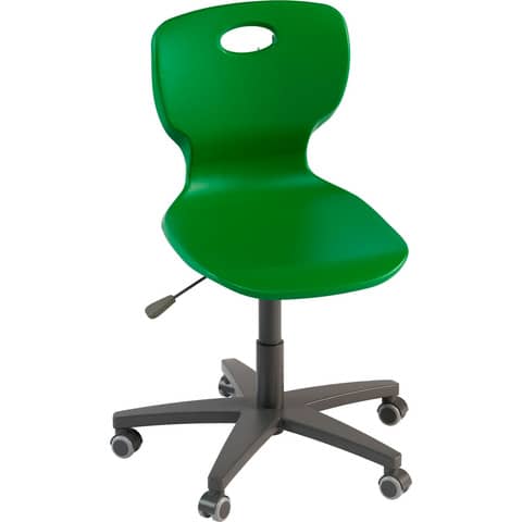 Sedia girevole in PPL altezza regolabille e base 5 razze su ruote 42,5x46x43/55 cm Motris verde -