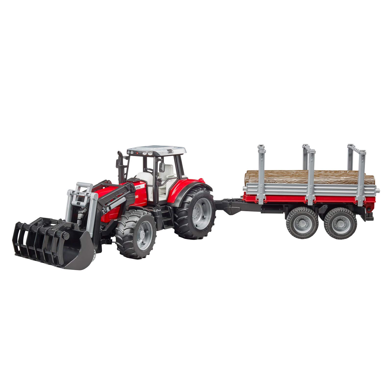 Trattore massey ferguson 7480 con rimorchio trasporto tronchi