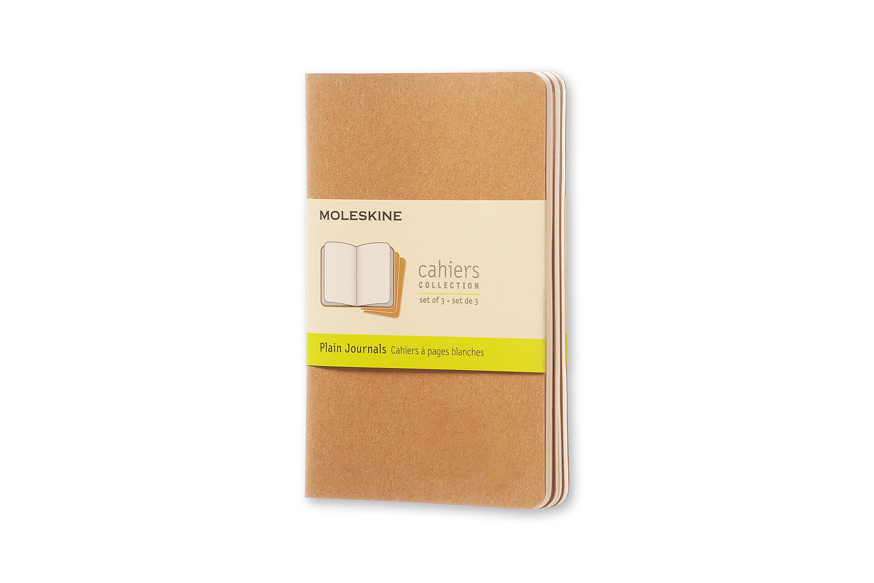 Moleskine set 3 cahier pocket kraft cover in cartoncino rig.bianco