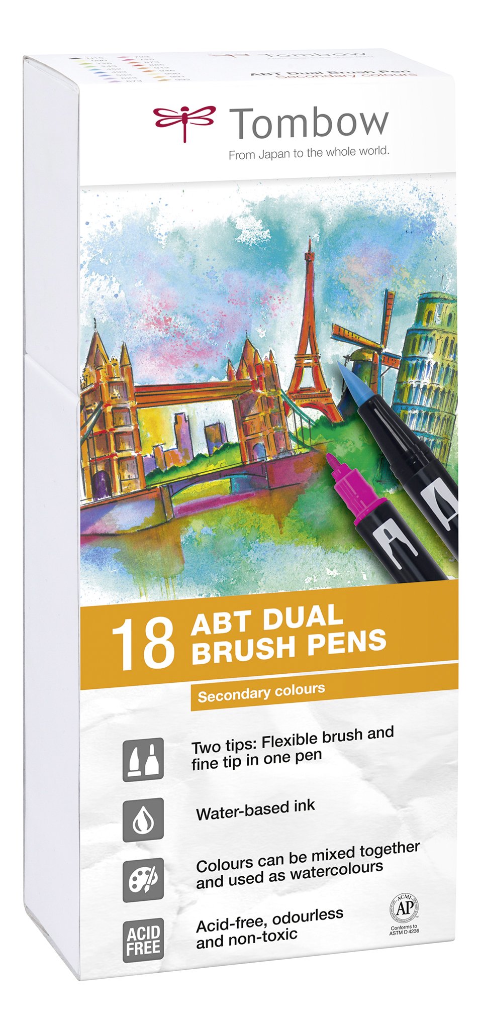 Set 18 penna Tombow dual brush colori secondari (15 + 3 omaggio)