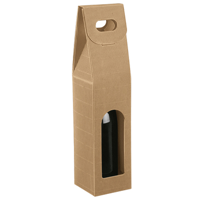 Scatola regalo verticale con maniglia per 1 bottiglia cm 9x9x37