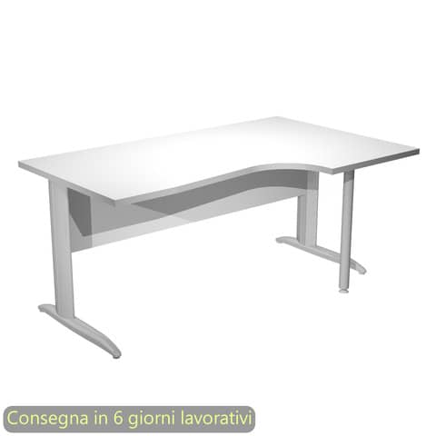 Scrivania destra compatta Presto fianchi metallo a L 160x60/80/100xH.72 cm Artexport bianco - 008K211/3/AR