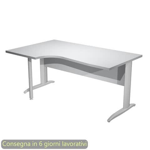 Scrivania sinistra compatta Presto fianchi metallo ad L 160x60/80/100xH.72 cm Artexport grigio - 009K211/9/AR