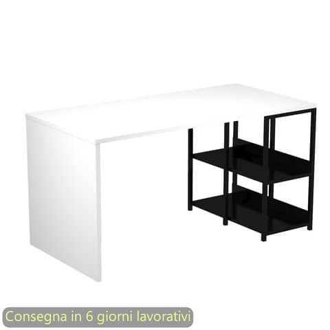 Scrivania compatta su libreria in metallo 140x69xH.72,4 cm Artexport piano bianco - 2767BX-3