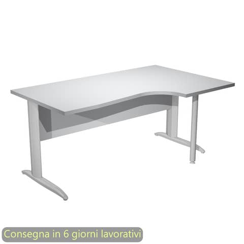 Scrivania destra compatta Presto fianchi metallo a L 160x60/80/100xH.72 cm Artexport grigio - 008K211/9/AR