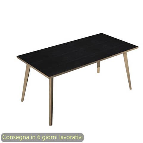 Scrivania Woody 160x80xH.74,4 cm con gambe rovere Artexport piano nero 6403-DKA-8C-AQ