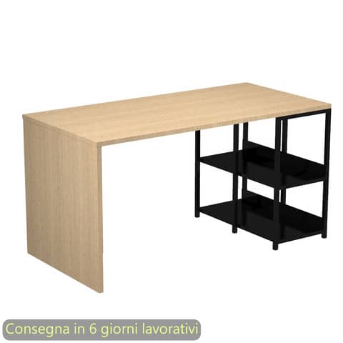 Scrivania compatta su libreria in metallo 140x69xH.72,4 cm Artexport piano rovere - 2767BX-C