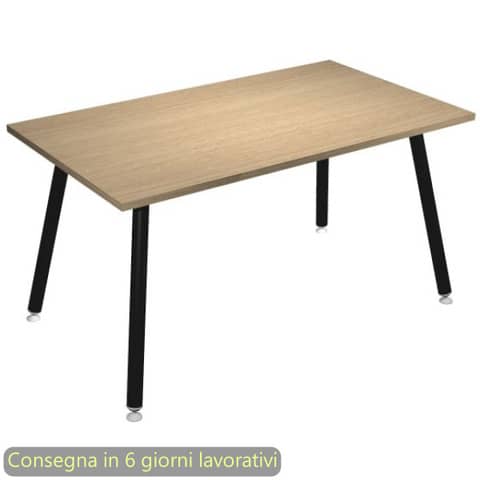 Scrivania Skinny Metal 140x80xH.74,4 cm con gambe met. nere Artexport piano rovere - 6402-DJA-C-AQ