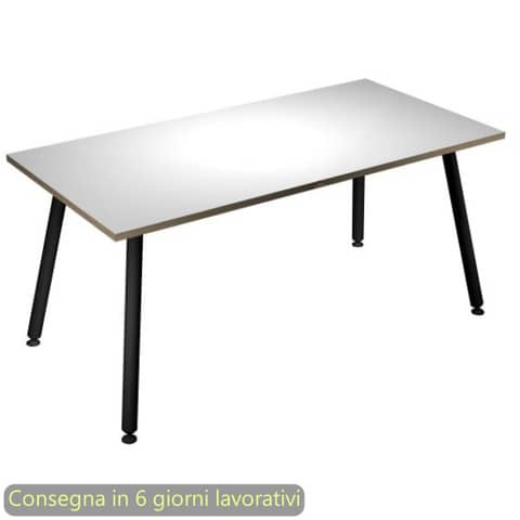 Scrivania Skinny Metal 160x80xH.74,4 cm con gambe met. nere Artexport piano bianco - 6403-DJA-3C-AQ