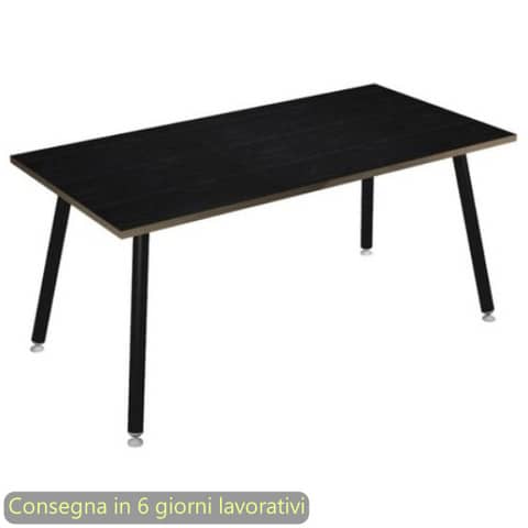 Scrivania Skinny Metal 160x80xH.74,4 cm con gambe met. nere Artexport piano nero 6403-DJA-8C-AQ