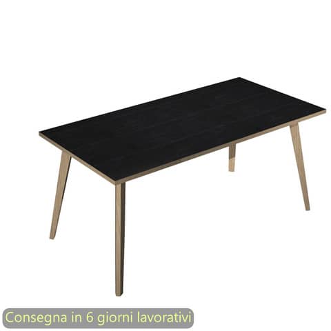 Scrivania Woody 180x80xH.74,4 cm con gambe rovere Artexport piano nero 6405-DKA-8C-AQ