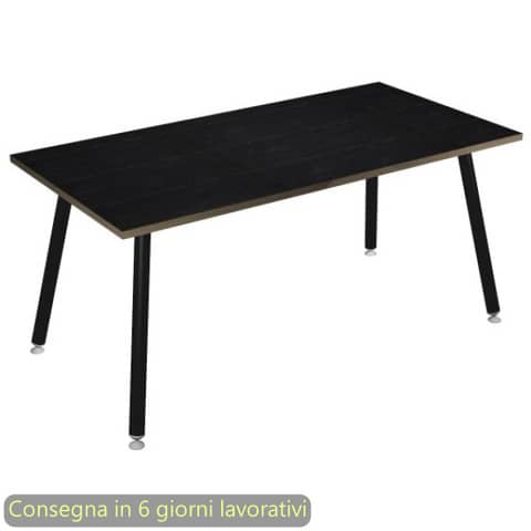 Scrivania Skinny Metal 180x80xH.74,4 cm con gambe met. nere Artexport piano nero 6405-DJA-8C-AQ