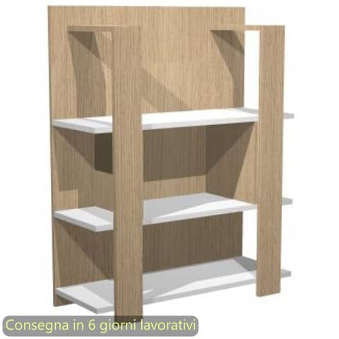 Libreria media a giorno 3 ripiani 100x38,6xH.123,6 cm Artexport rovere/bianco - 15115/C3