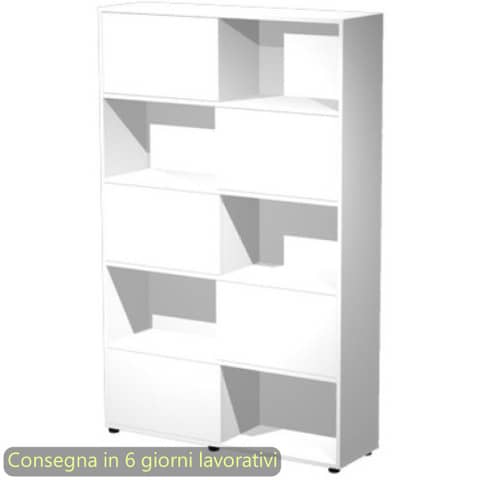 Libreria alta Tetris 5 ripiani con ante scorrevoli 120x35xH.190,6 cm Artexport bianco - 17060/33