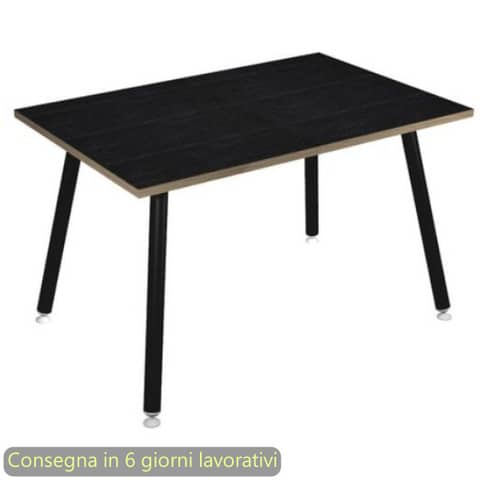 Scrivania Skinny Metal 120x80xH.74,4 cm con gambe met. nere Artexport piano nero 6404-DJA-8C-AQ