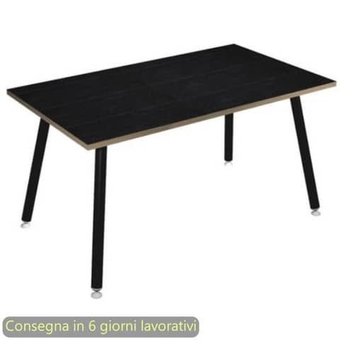 Scrivania Skinny Metal 140x80xH.74,4 cm con gambe met. nere Artexport piano nero 6402-DJA-8C-AQ