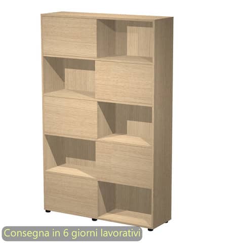 Libreria alta Tetris 5 ripiani con ante scorrevoli 120x35xH.190,6 cm Artexport rovere - 17060/CC