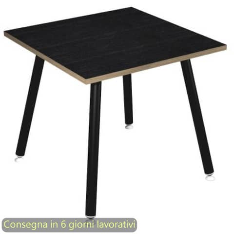 Scrivania Skinny Metal 80x80xH.74,4 cm con gambe met. nere Artexport piano nero 6401-DJA-8C-AQ