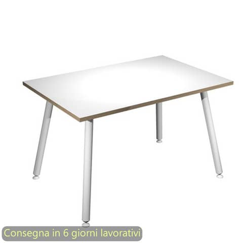 Scrivania Skinny Metal 120x80xH.74,4 cm con gambe metalliche bianche Artexport piano bianco - 6404-DJA-3C-AN