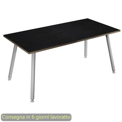 Scrivania Skinny Metal 120x80xH.74,4 cm con gambe metalliche bianche Artexport piano nero - 6404-DJA-8C-AN