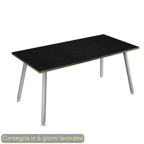 Scrivania Skinny Metal 160x80xH.74,4 cm con gambe met. bianche Artexport piano nero - 6403-DJA-8C-AN