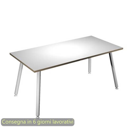 Scrivania Skinny Metal 180x80xH.74,4 cm con gambe metalliche bianche Artexport piano bianco - 6405-DJA-3C-AN