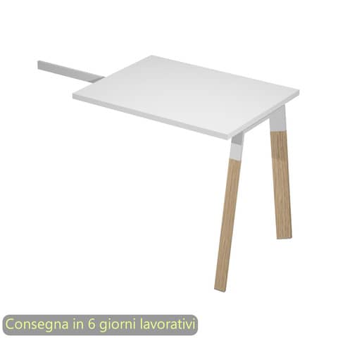 Allungo reversibile per scrivanie K73 Wood 60x80xH.74,4 cm gambe legno e met. bianco Artexport piano bianco W-ALL-3-AM