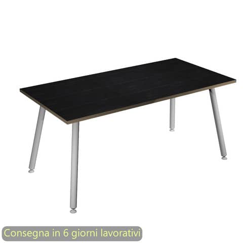 Scrivania Skinny Metal 180x80xH.74,4 cm con gambe metalliche bianche Artexport piano nero - 6405-DJA-8C-AN