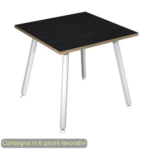 Scrivania Skinny Metal 80x80xH.74,4 cm gambe metallo bianche Artexport piano nero - 6401-DJA-8C-AN