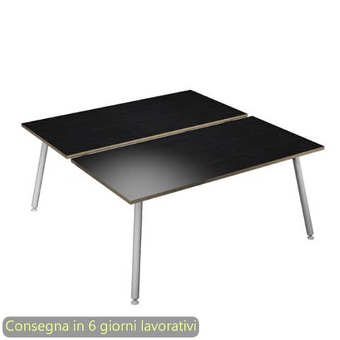 Scrivania Skinny Metal per open space 2 postazioni 120x166xH.74,4 cm gambe met. met.bianche Artexport piano nero