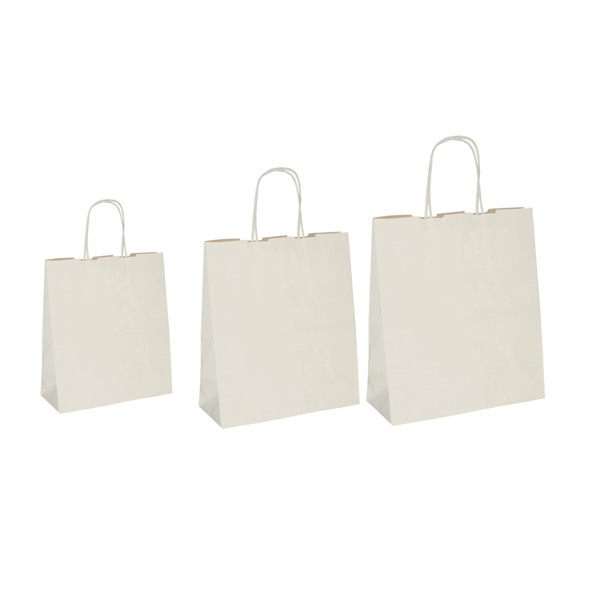 Shopper in carta - maniglie cordino - 26 x 11 x 34,5cm - sabbia - conf. 25 sacchetti