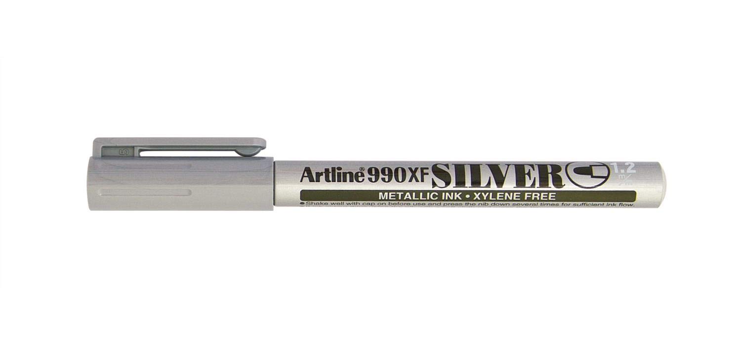 Marcatore permanente A 990 - a vernice - punta tonda fine - 1,2 mm - argento - Artline