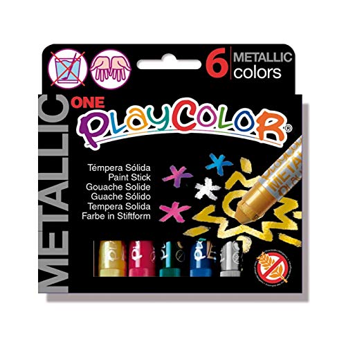 Tempera solida in stick Playcolor - 10gr - colori assortiti - Instant - astuccio 6 stick metal