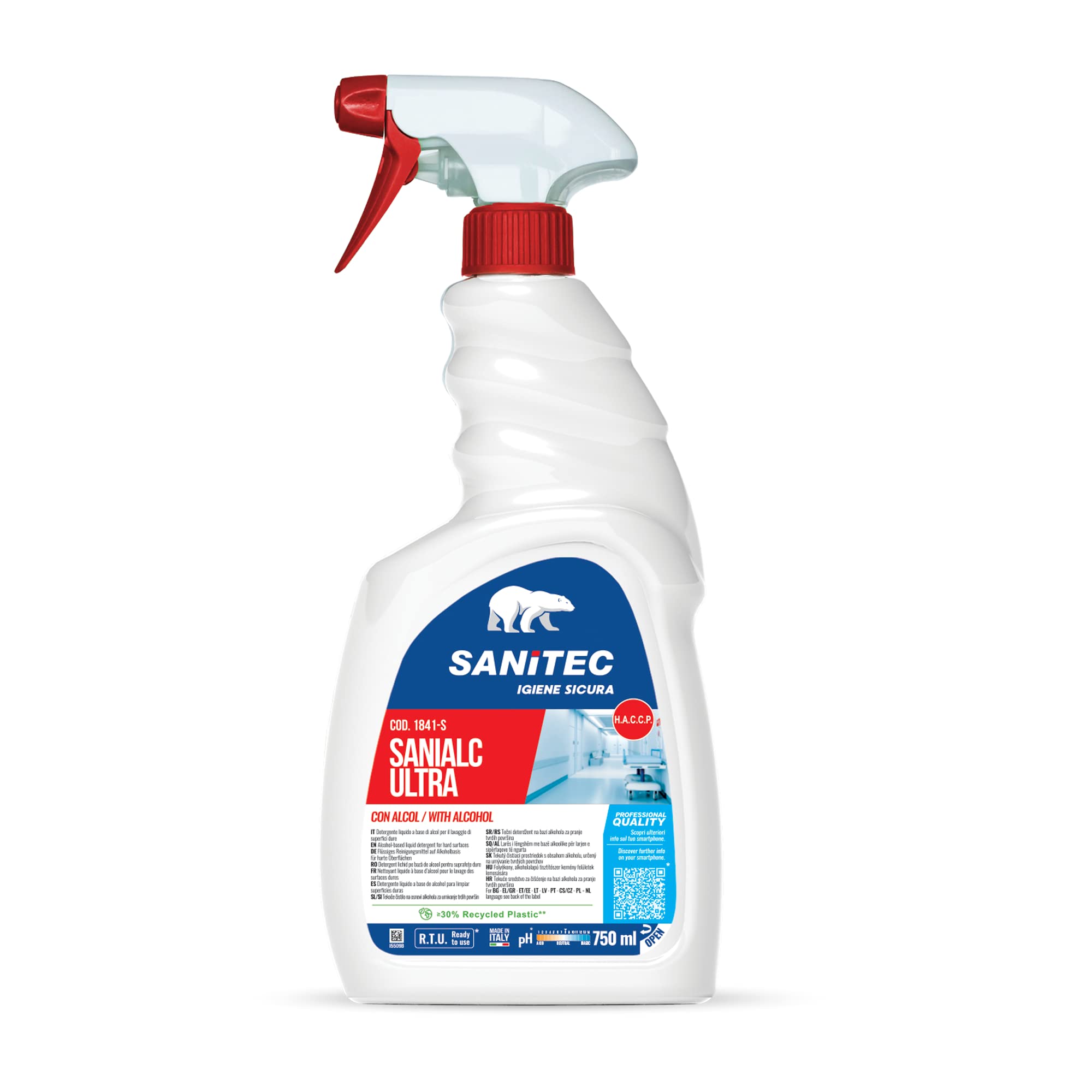 Detergente alcolico per superfici e tessuti Sanialc Ultra - 750 ml - Sanitec