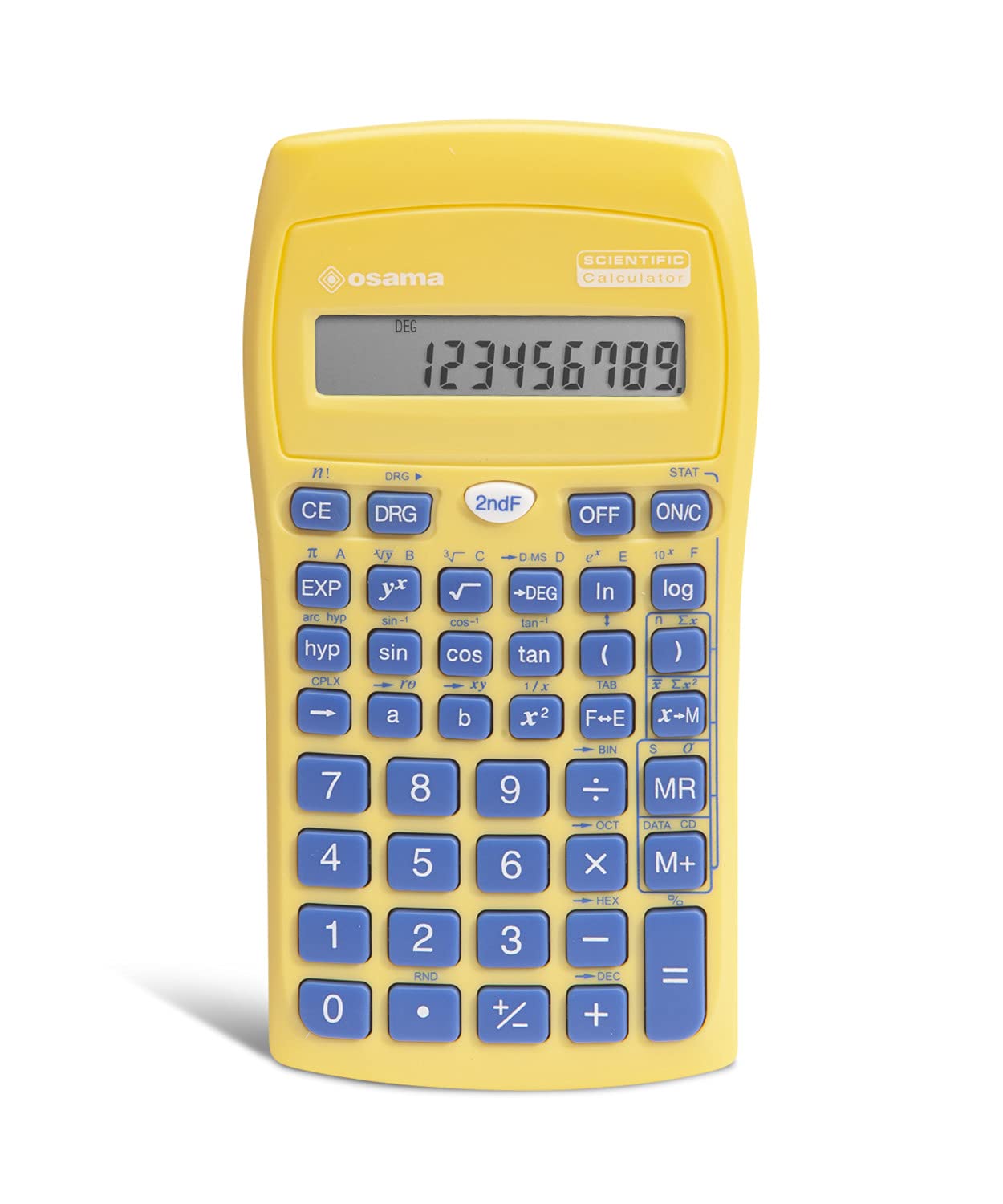 Calcolatrice scientifica BeColor - 10+2 cifre - giallo - tasti blu - Osama