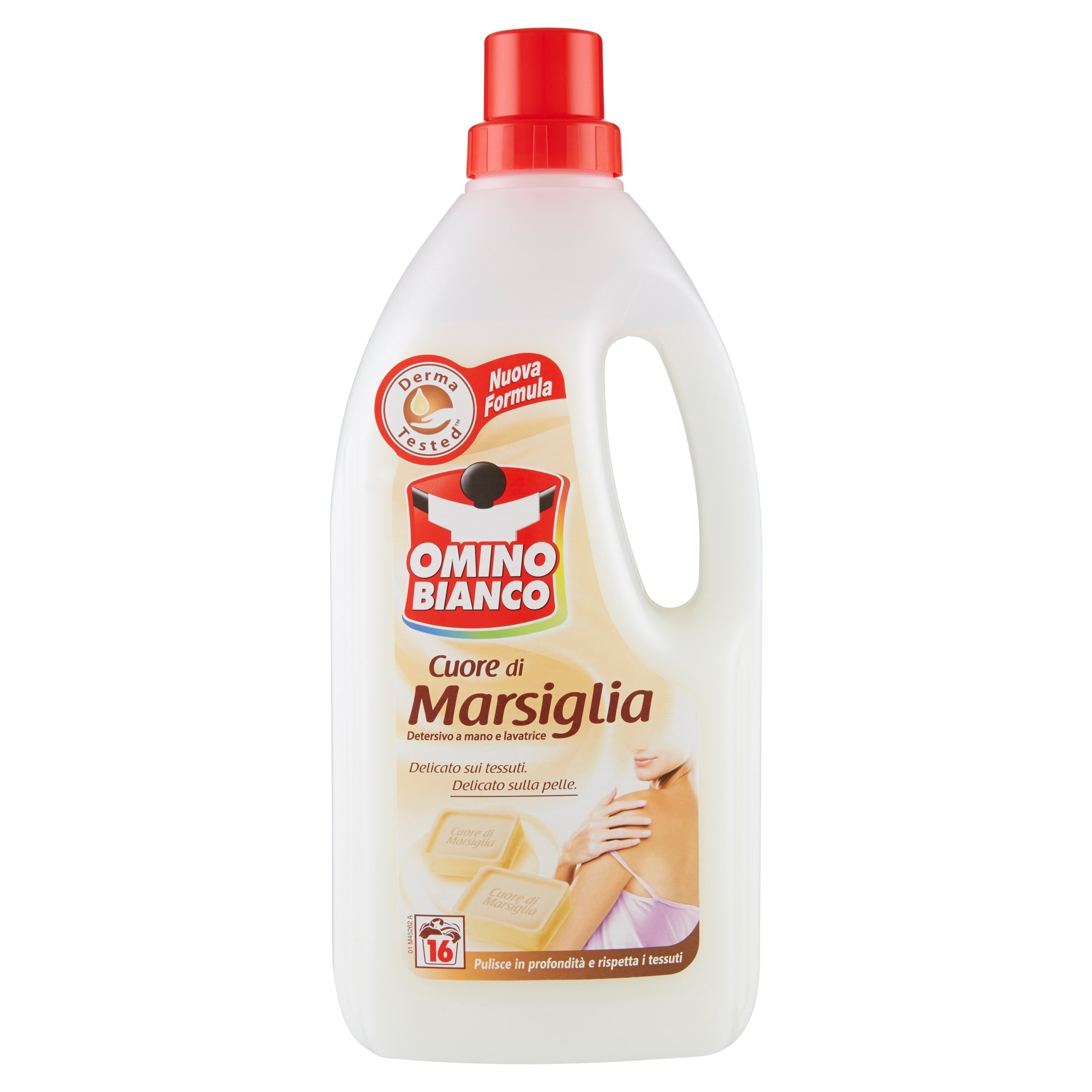 Detersivo liquido Cuore di Marsiglia - a mano e in lavatrice - 1 L - Omino Bianco