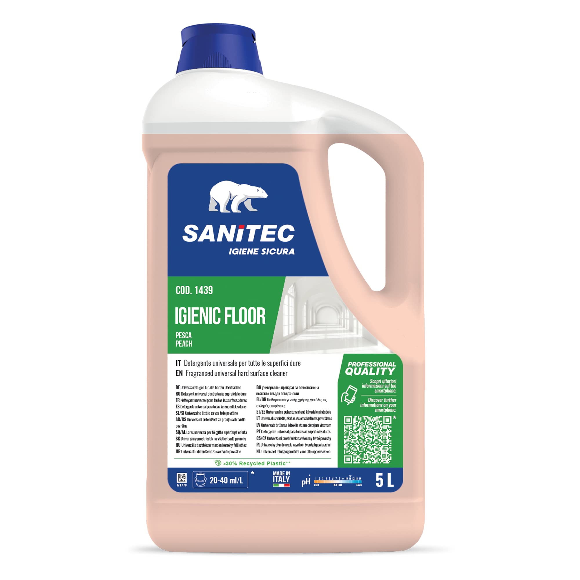 Detergenti per pavimenti Igienic Floor - pesca e gelsomino - 5 kg - Sanitec