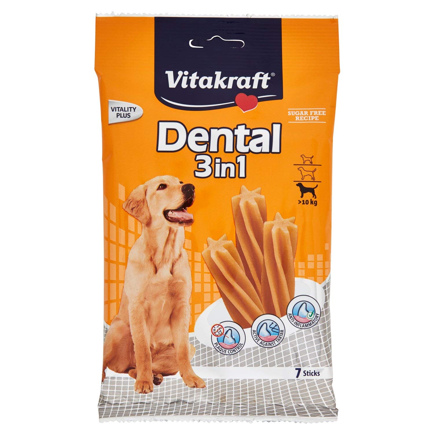 Snack Dental 3 in 1 - misura M (per cani con peso superiore a 10 kg) - 180 gr - Vitakraft - conf. 7 pezzi