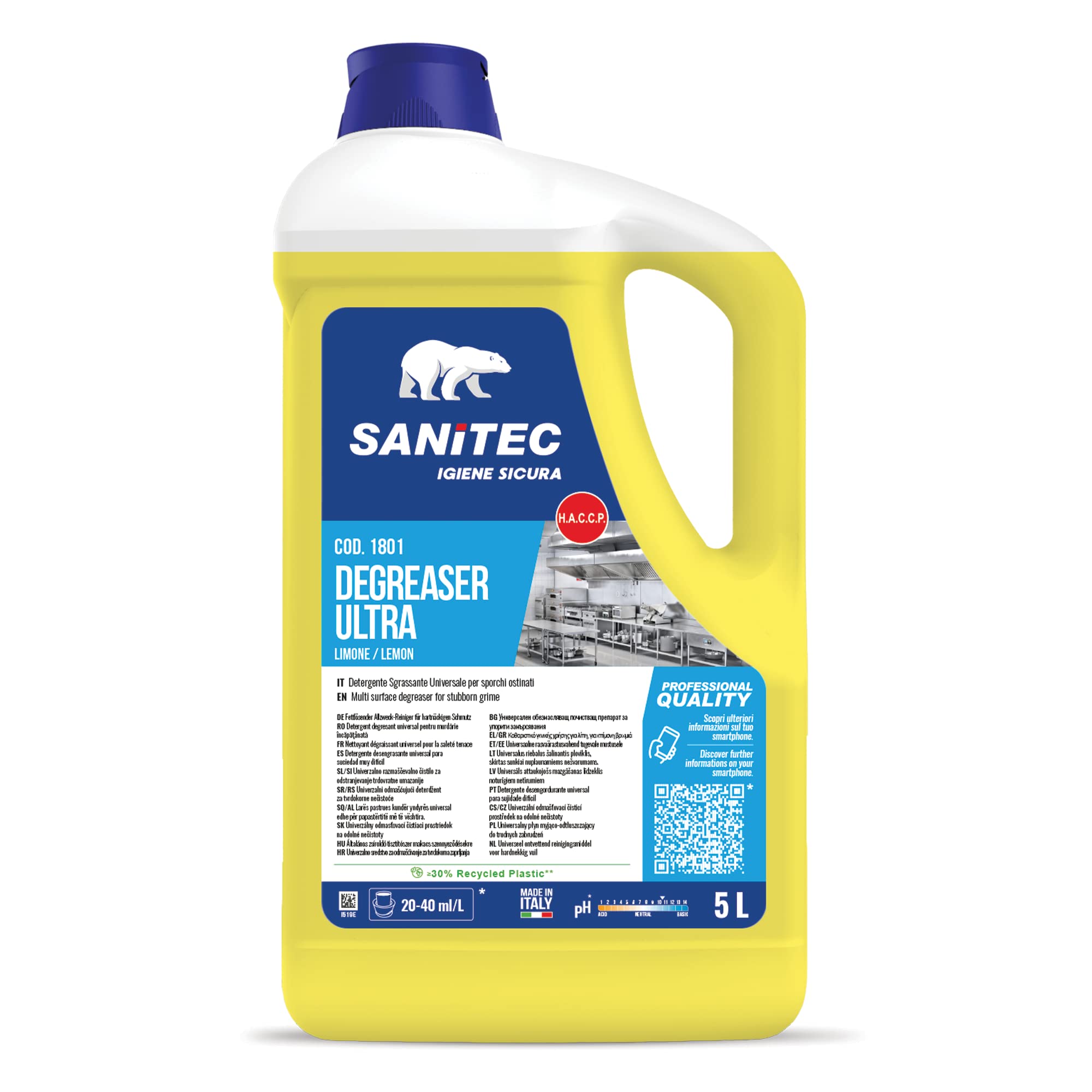 Sgrassante universale ultra - 5 L - limone - Sanitec