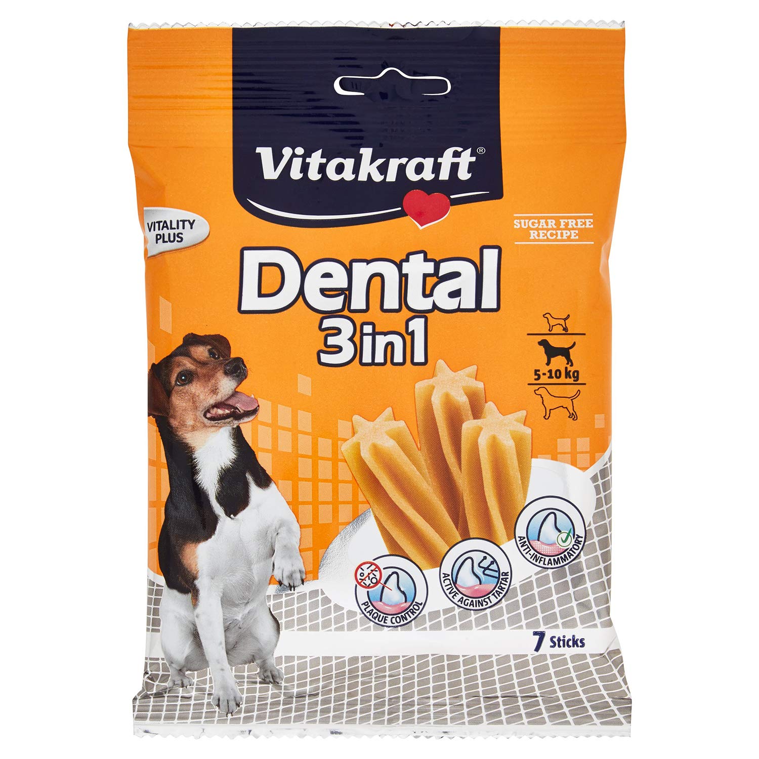 Snack Dental 3 in 1 - misura S (per cani con peso tra i 5 e 10 kg) - 180 gr - Vitakraft - conf. 7 pezzi
