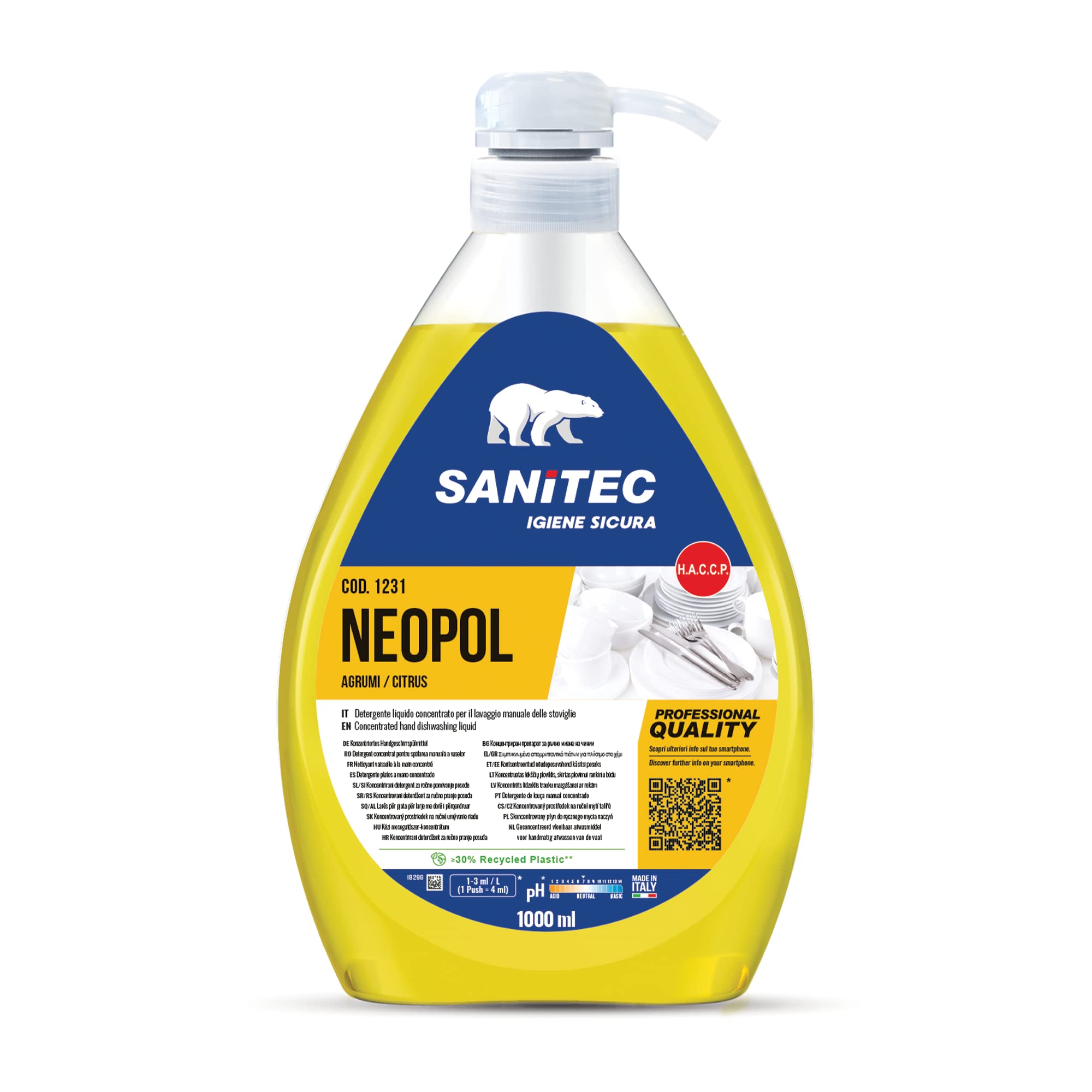 Detergente Neopol Piatti Gel Agrumi - 1 L - Sanitec