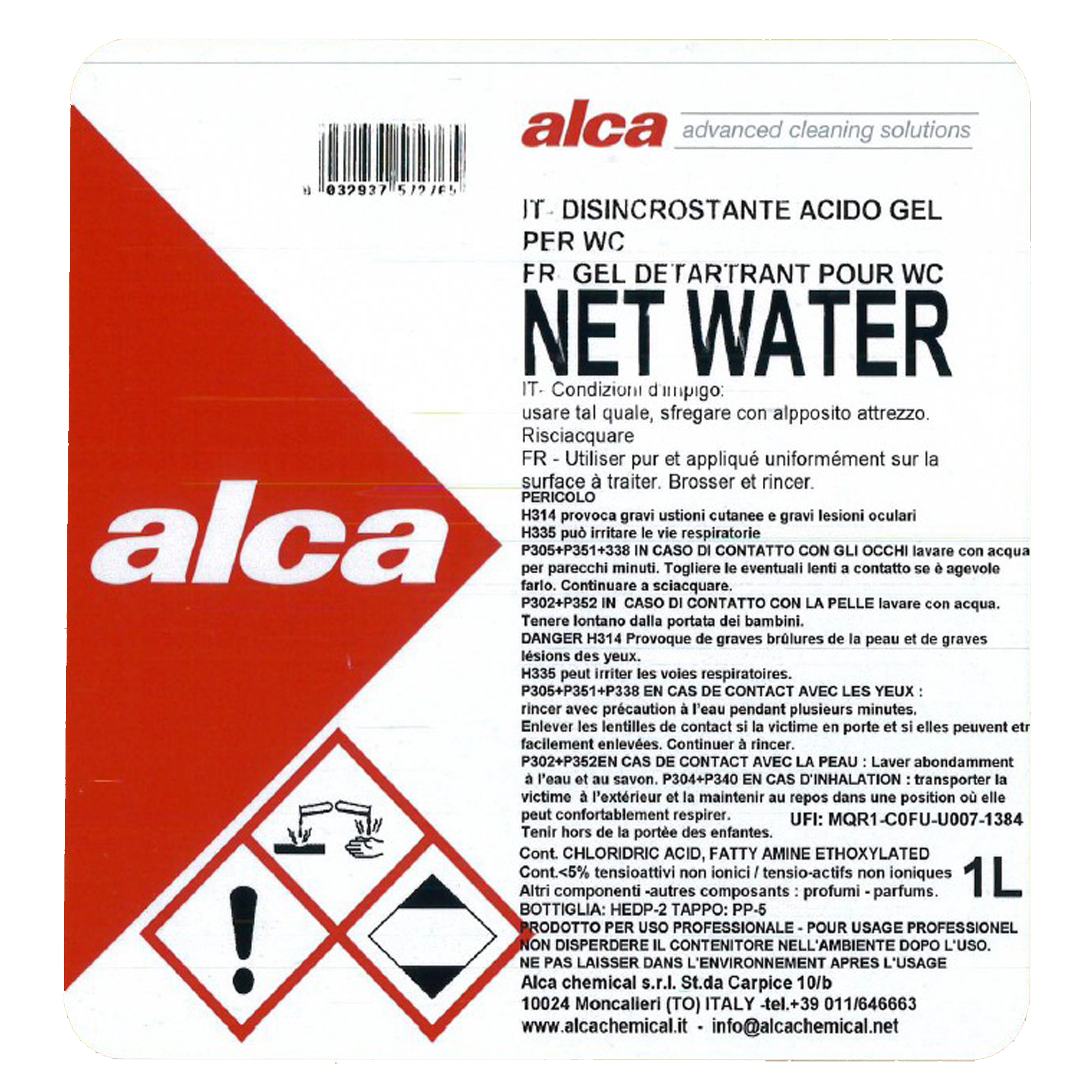 Detergente acido Net Water - Alca - flacone da 1 L