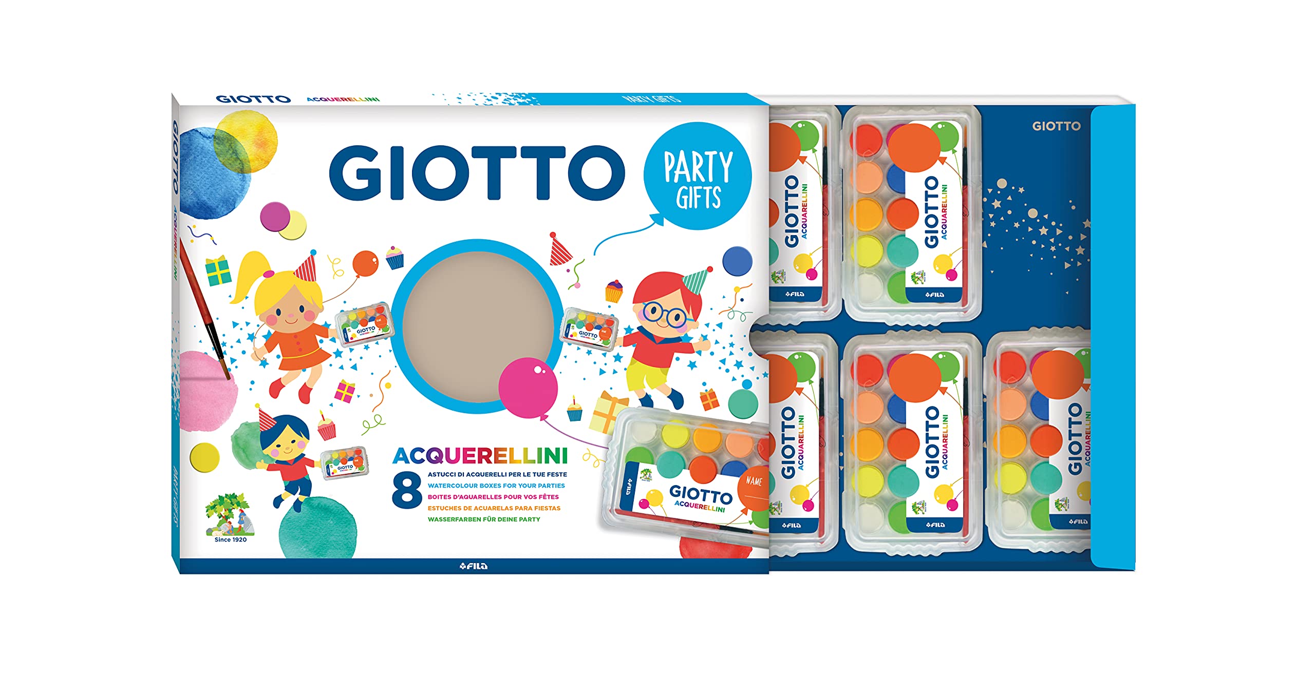 Set 8 astucci da 15 acquerellini - party gifts - diametro 15mm - Giotto