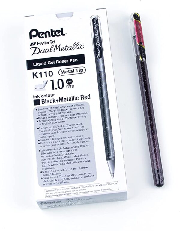 Roller Pentel dual metallic nero-rosso