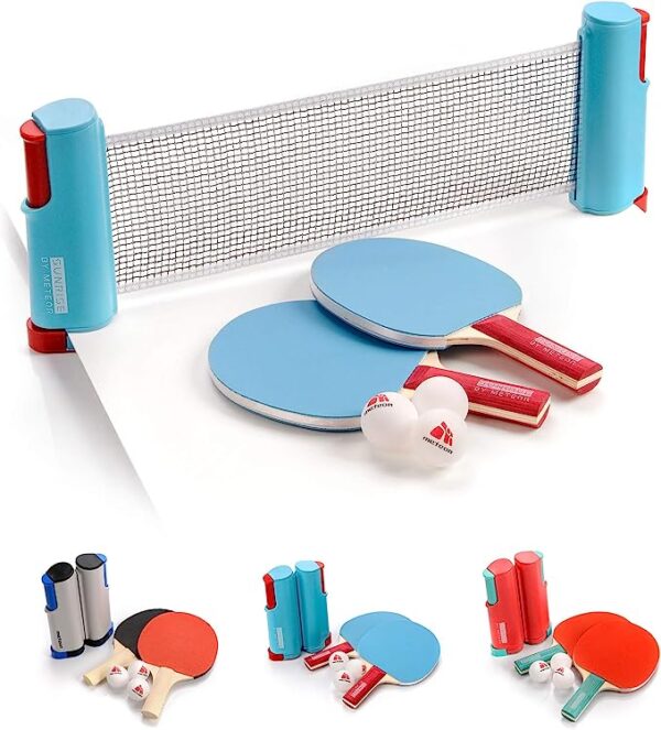 Set ping pong set con rete e 3 palLine