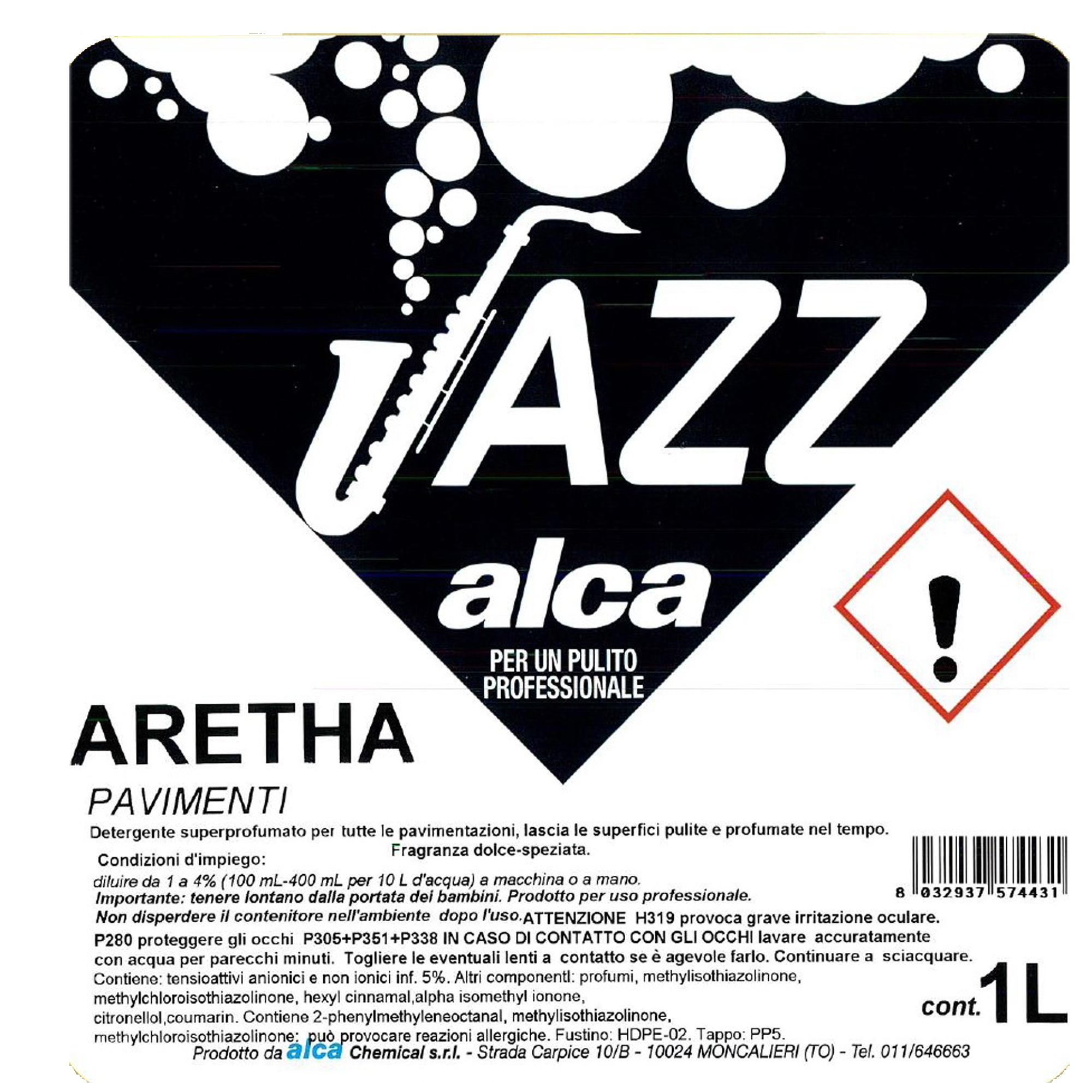 Detergente pavimenti linea Jazz Aretha - profumo dolce speziato - 1 L - Alca