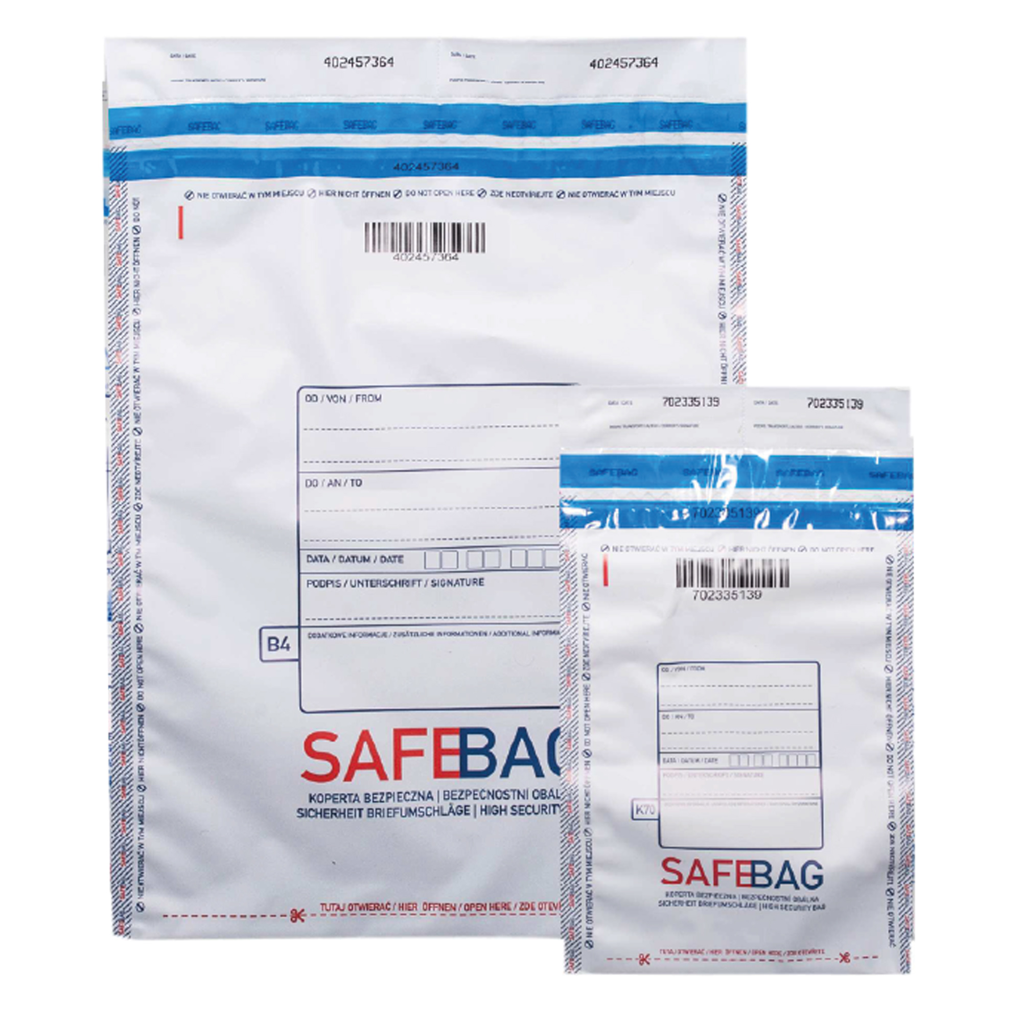 Sacchetti di sicurezza Safe Bag - per corrieri - K70 - 14,4 x 24 + 4 cm - bianco - Bong Packaging - conf. 100 pezzi