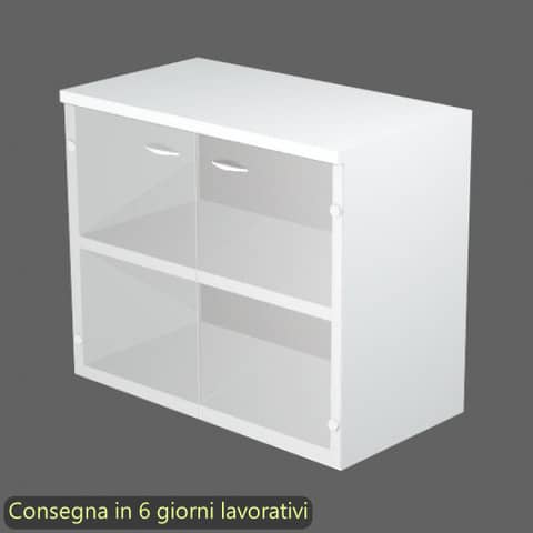 Mobile basso con ante in vetro satinato 80x35xH.72 cm Presto Artexport bianco