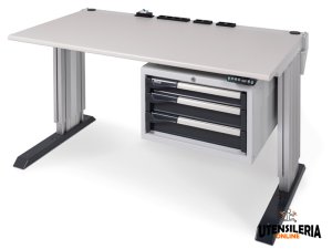 Postazione lavoro doppia 180x168xH.72,5 cm gambe met. grigio alluminio Bridge