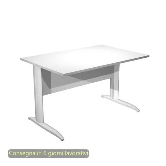 Scrivania Presto con fianchi in metallo bianco opaco a L 120x80xH.72 cm